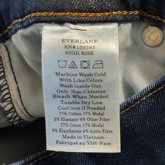 Everlane The Authentic Stretch High Rise Ankle Skinny Blue Denim Jean Size 24 - Picture 14 of 15